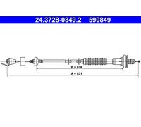 Cable del embrague con reajuste automático 24.3728-0849.2 ATE para PEUGEOT 206+