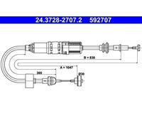 Cable, accionamiento de embrague ATE 24.3728-2707.2