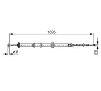 Cable, freno de servicio BOSCH 1 987 482 205 derecha