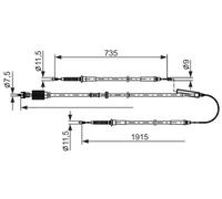 Cable del freno de mano 1 987 482 801 BOSCH para OPEL ASTRA J ASTRA J Sedán