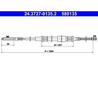 Cable del freno de mano 24.3727-0135.2 ATE para VW GOLF III VENTO GOLF III Van