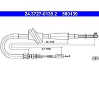 Cable del freno de mano 24.3727-0139.2 ATE para AUDI 80 B2 Sedán COUPE B2 90 B2