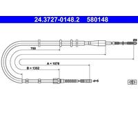 Cable del freno de mano 24.3727-0148.2 ATE para AUDI 80 B4 Sedán 80 B4 Avant