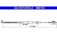 Cable del freno de mano 24.3727-0153.2 ATE para VW PASSAT B3/B4