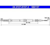 Cable del freno de mano 24.3727-0157.2 ATE para VW TRANSPORTER T4 Autobús