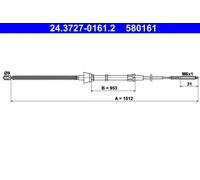ATE Cable de freno de mano para SEAT: Cordoba, Ibiza & VOLKSWAGEN: Polo (Ref: 24.3727-0161.2)