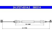 Cable del freno de mano 24.3727-0314.2 ATE para CITROËN PEUGEOT