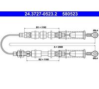 ATE 24.3727-0523.2 Cable de freno de mano