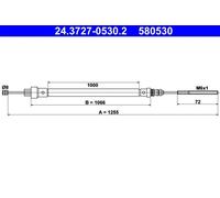 Cable del freno de mano 24.3727-0530.2 ATE para PEUGEOT FIAT CITROËN LANCIA