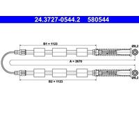 ATE Cable de freno de mano 24.3727-0544.2 para FIAT Cinquecento/Seicento 600 trasero