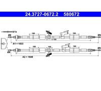 ATE Cable de freno de mano para FORD: Focus, Kuga (Ref: 24.3727-0672.2)