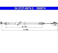 ATE 24.3727-0674.2 Cable de freno de mano