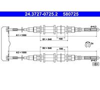 ATE Cable de freno de mano para OPEL: Omega, Senator & VAUXHALL: Omega (Ref: 24.3727-0725.2)