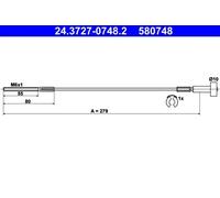 Cable del freno de mano 24.3727-0748.2 ATE para OPEL VECTRA B Hatchback VECTRA B