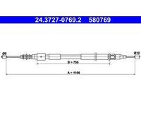 Cable del freno de mano 24.3727-0769.2 ATE para OPEL CORSA C