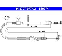 Cable del freno de mano 24.3727-0774.2 ATE para OPEL SUZUKI