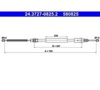 Cable del freno de mano 24.3727-0825.2 ATE para PEUGEOT 406 406 Break