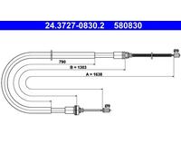 Cable del freno de mano 24.3727-0830.2 ATE para PEUGEOT 206+ 206 Hatchback