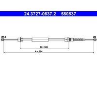 Cable del freno de mano 24.3727-0837.2 ATE para PEUGEOT 607