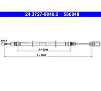 Cable de freno de mano ATE 24.3727-0848.2 derecha