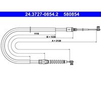 ATE Cable de freno de mano para PEUGEOT: 308 (Ref: 24.3727-0854.2)