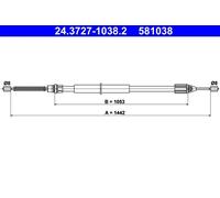 ATE 24.3727-1038.2 Cable de freno de mano