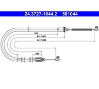 Cable del freno de mano 24.3727-1044.2 ATE para RENAULT KANGOO Express KANGOO