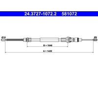 ATE Cable de freno de mano para NISSAN: Interstar & RENAULT: Master & OPEL: Movano & VAUXHALL: Movano (Ref: 24.3727-1072.2)