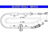 Cable del freno de mano 24.3727-1312.2 ATE para VOLVO S80 I