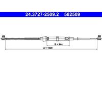 Cable del freno de mano 24.3727-2509.2 ATE para SKODA OCTAVIA I OCTAVIA I Combi