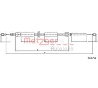Cable del freno de mano Atrás izquierda 10.6794 METZGER para RENAULT