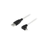 Cable DELTACO USB 2.0 tipo A a Micro-B en ángulo recto, 5 pines, 2 m (USB-302C)