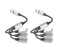 Cable dispensador USB de, dispensador USB Tipo MOGOOD Macho a 3 Hembra Adaptador USB y Cable de alimentación Hub de expansión para Carga rápida/Transferencia de Datos/portátil/Mac/Coche