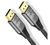 Cable DisplayPort 1.4 32Gbps 3M, DP a DP 8K 60Hz 4K 240Hz Nailon Trenzado | 4K 165Hz 144Hz 120Hz 10K Aluminio Macho a Macho HDR GSync Compatible con PC HDTV Proyector Tarjeta Gráfica, 30AWG