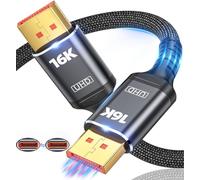 Cable Displayport 2.1 de 16 K, [certificado VESA] DP a DP 7.5 m, 16 K a 60 Hz, 8 K a 120 Hz, 4 K a 240 Hz 165 Hz 144 Hz, compatible con HDR de 80 Gbps, HDCP DSC 1.2a, compatible con FreeSync G-Sync