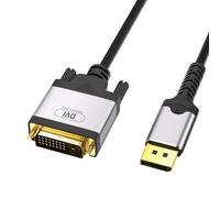 Cable DisplayPort a DVI 2M, Cable Adaptador Displayport DVI, Puerto de Pantalla Chapado en Oro a D-VI-D, 1080P@60Hz, Adaptador Trenzado de Nailon Macho a Macho Para Dell, HP, ASUS, Laptop, PC