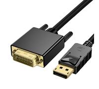 Cable DisplayPort a DVI-D de 1.8 m 1080p Resolución Full HD Conector Displayport a DVI Cables 24K Chapado-oro Compatible con PC Portátil Monitor Proyector Tarjeta Gráfica-Unidireccional