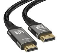 Cable DisplayPort a HDMI 2.1 8K de 3.3 pies - HDR dinámico, 8K a 60Hz 4K a | Cable trenzado unidireccional DP a HDMI de alta velocidad de 48 Gbps, compatible con PC Dell HP AMD Monitor y proyector