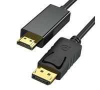 Cable DisplayPort a HDMI de 1,8 m, adaptador de cable DP a HDMI 4K, cable unidireccional compatible con monitor de TV proyector ordenador portátil Dell HP y Más