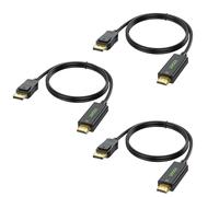Cable DisplayPort a HDMI de 6 pies, paquete de 3 unidades, UVOOI unidireccional DisplayPort DP a HDMI Cable chapado en oro macho a macho, adaptador 1080P compatible con vídeo y audio