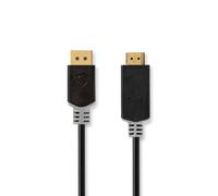 Cable DisplayPort | DisplayPort macho | Conector HDMI | 4K@30Hz | Chapado en oro | 3,00 metros | Redondo | PVC | Antracita | Caja