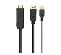 Aisens A122-0641 Cable Conversor Activo HDMI 2.0 a DisplayPort V1.2 HDMI/M-USB/M-DP/M 1.8m Negro