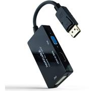 Cable DisplayPort Nanocable 10.16.3301-ALL/ HDMI Hembra - DVI-D Hembra - VGA Hembra/ 20cm/ Negro