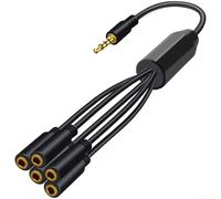 Cable divisor de audio de 3,5 mm, cable de extensión de micrófono de auriculares de 1 a 6 para computadoras y smartphones, estándar TRRS CTIA, conectores, uso compartido de audio multiusuario (un