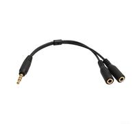 Cable divisor de audio macho a 2 hembra dual de 3,5 mm, adaptador en Y, cable de auriculares para teléfono portátil, cable Tpe negro, paquete de 20 cm de largo