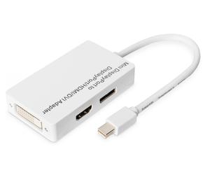 Cable divisor DisplayPort, miniDP - DP+HDMI+DVIM/F, 0,2 m, compatible con DP 1.1a, CE, blanco