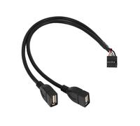 Cable divisor en Y Dupont de 30 cm con conector hembra de 10 pines para placa base a adaptador macho de 2 puertos USB 2.0 duales.