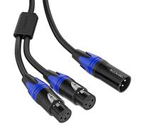 Cable divisor en Y XLR, doble hembra XLR a macho XLR micrófono, combinador, cable en Y equilibrado, adaptador de micrófono (3 pines, 2 hembra a 1 macho) (10 pies)