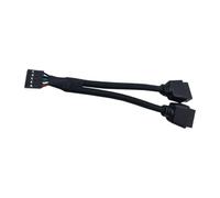 Cable divisor interno USB 2.0 para placa base, color negro | Adaptador en Y de 9 pines a dos de 9 pines para enrutamiento de expansión USB del panel frontal