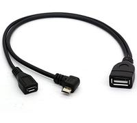 Cable divisor Micro USB Y en ángulo Cable OTG Power Enhancer USB 2.0 A Hembra a Micro USB de 90 grados y micro adaptador Straight Female On-Go (micro macho 90 grados)